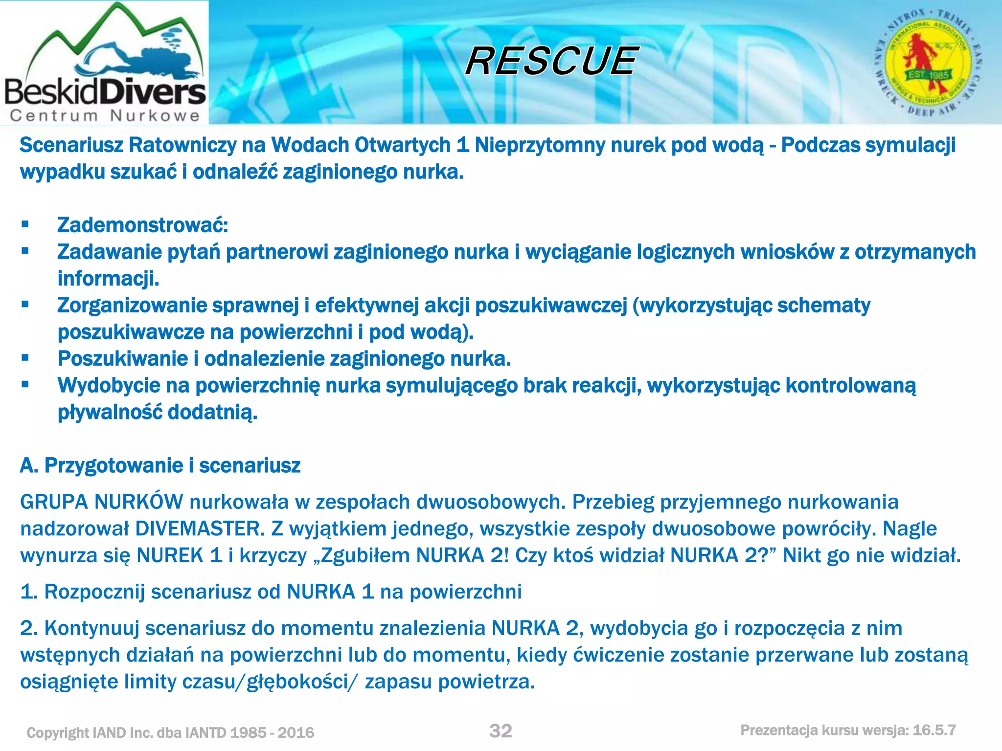 Kurs nurkowy rescue prezentacja beskid divers