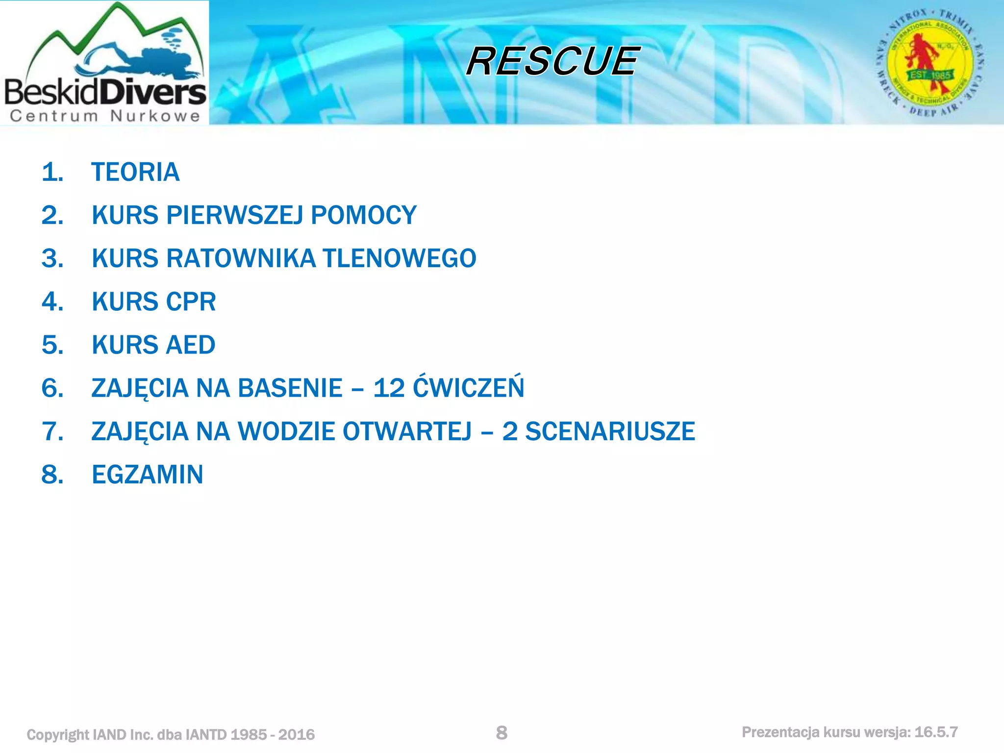 Kurs nurkowy rescue prezentacja beskid divers
