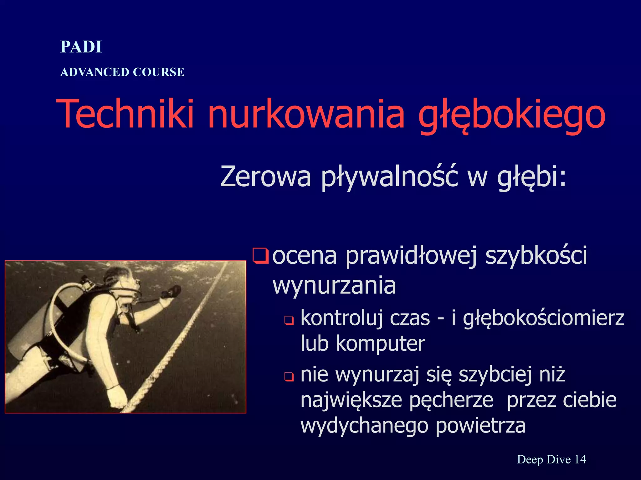 Kurs nurkowy specjalizacja deep prezentacja p.