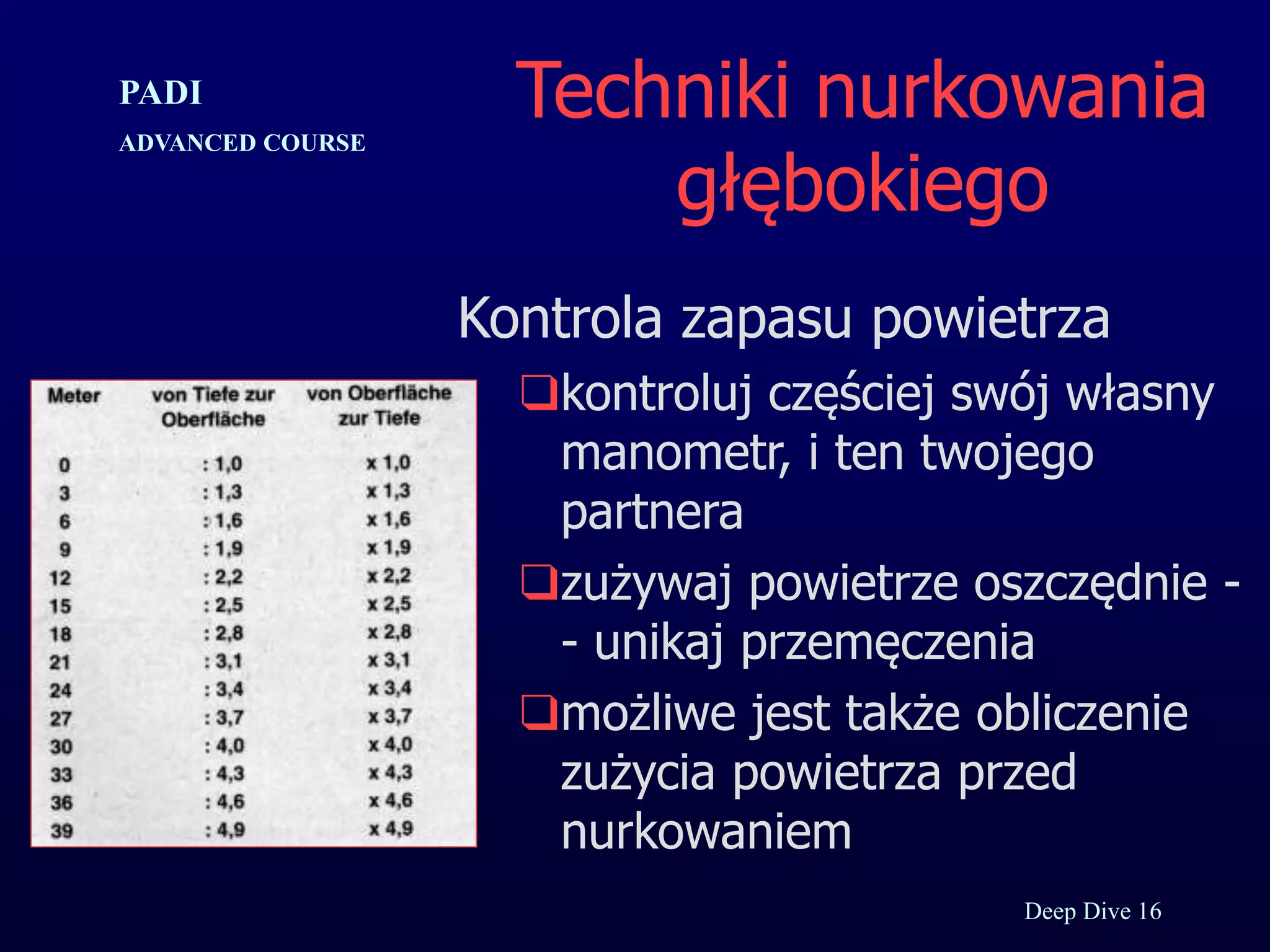 Kurs nurkowy specjalizacja deep prezentacja p.