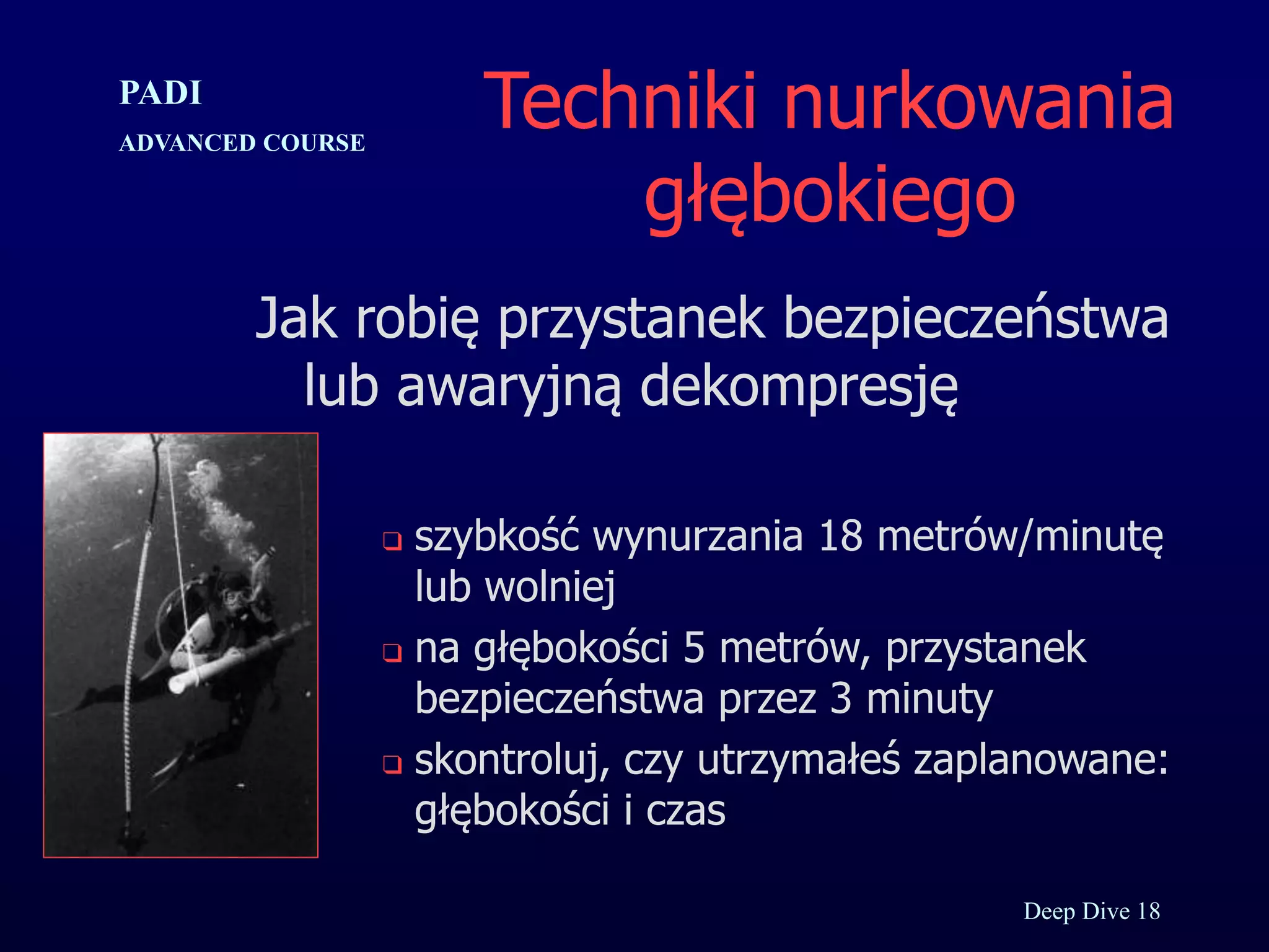 Kurs nurkowy specjalizacja deep prezentacja p.