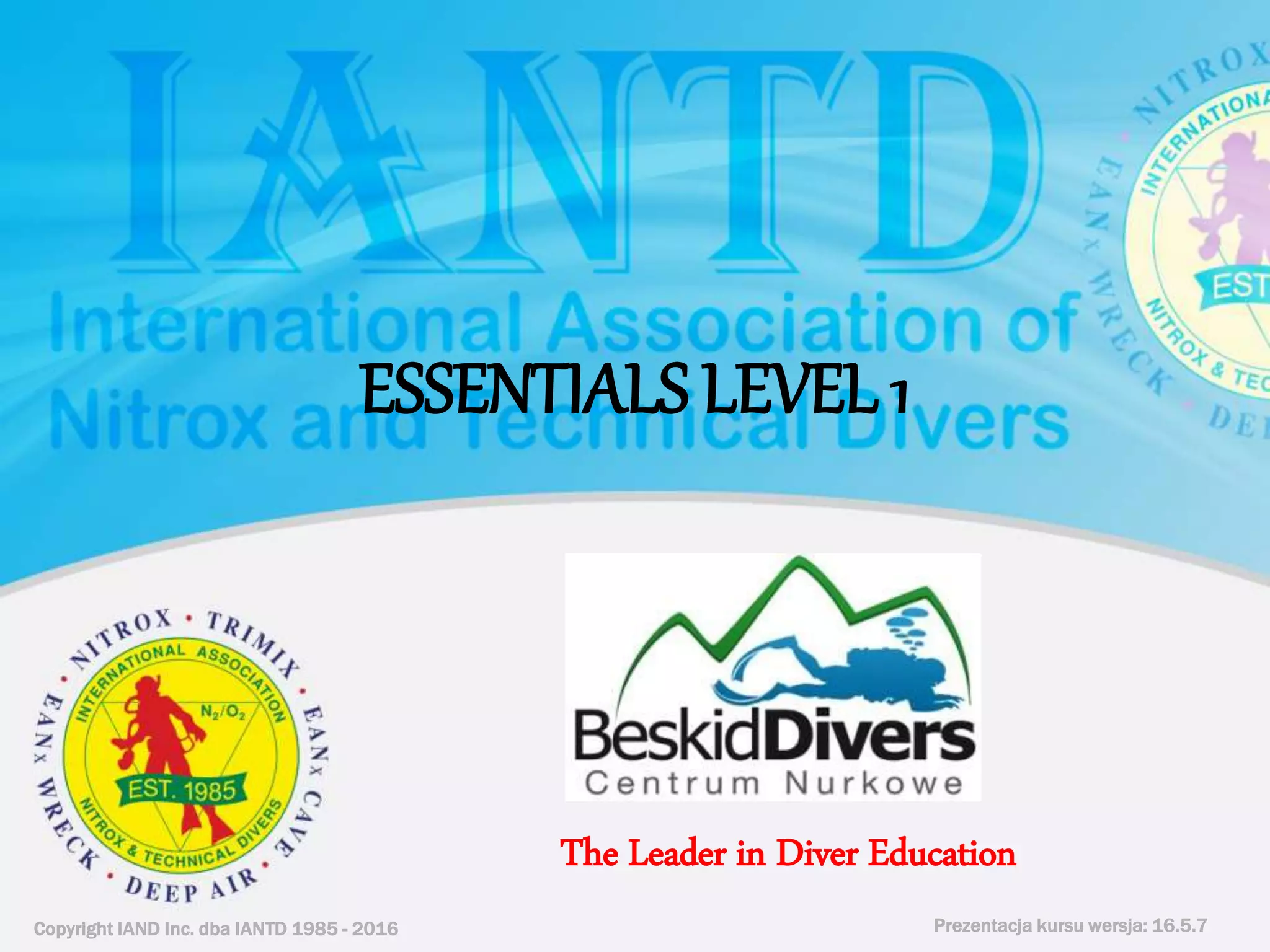 Kurs nurkowy specjalizacja essentials l 1 prezentacja beskiddivers