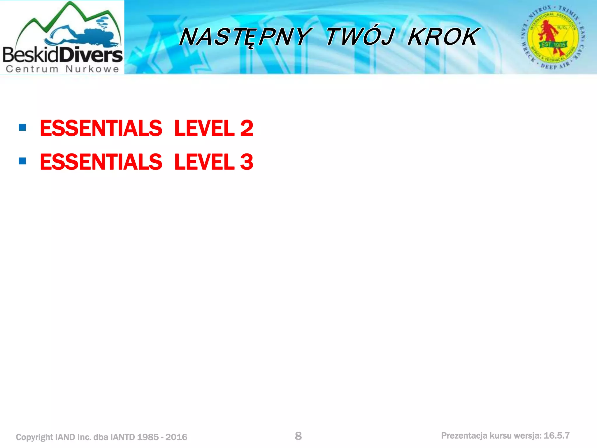 Kurs nurkowy specjalizacja essentials l 1 prezentacja beskiddivers