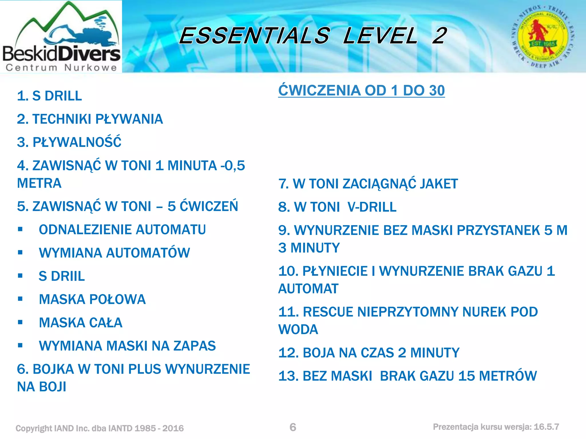 Kurs nurkowy specjalizacja essentials l 2 prezentacja beskiddivers