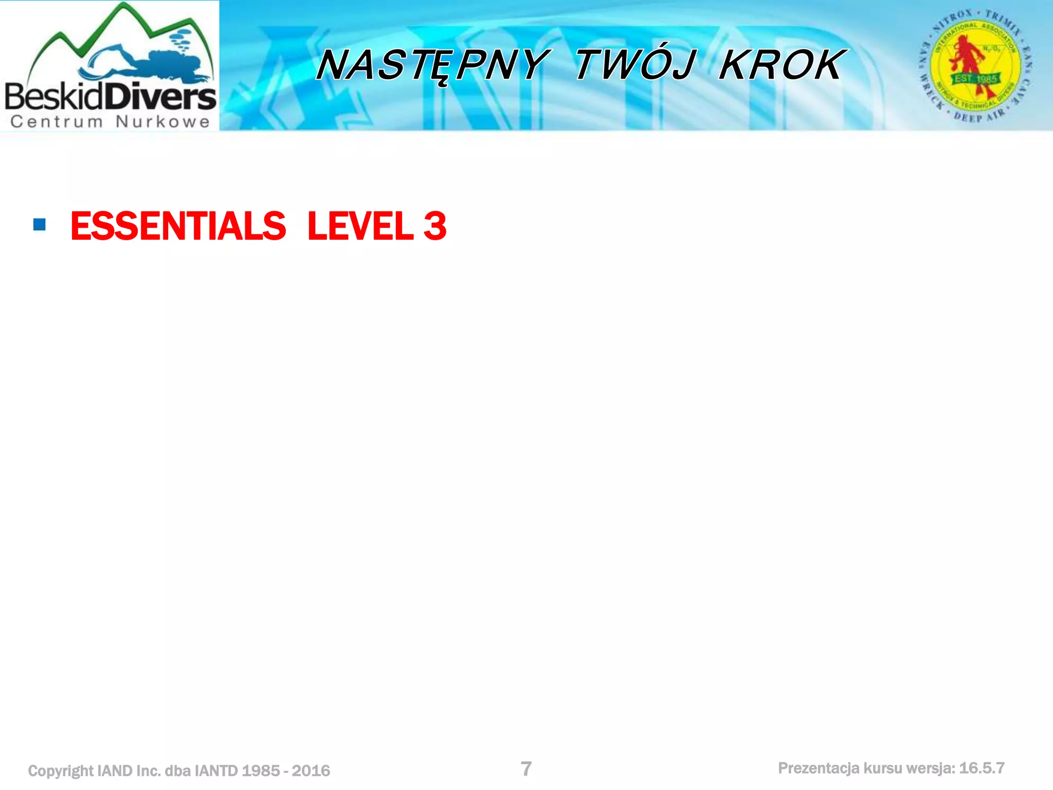 Kurs nurkowy specjalizacja essentials l 2 prezentacja beskiddivers