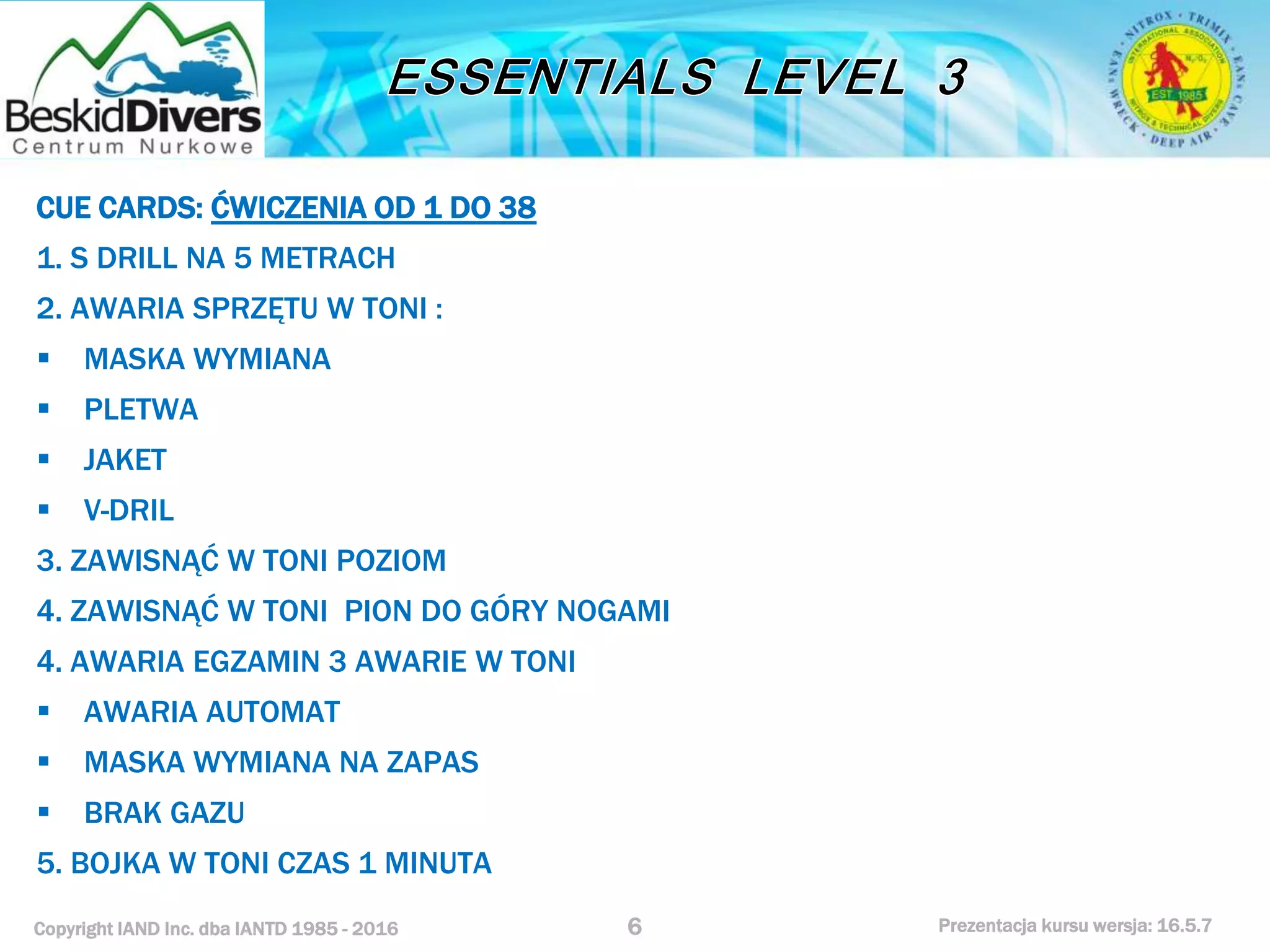 Kurs nurkowy specjalizacja essentials l 3 prezentacja beskiddivers