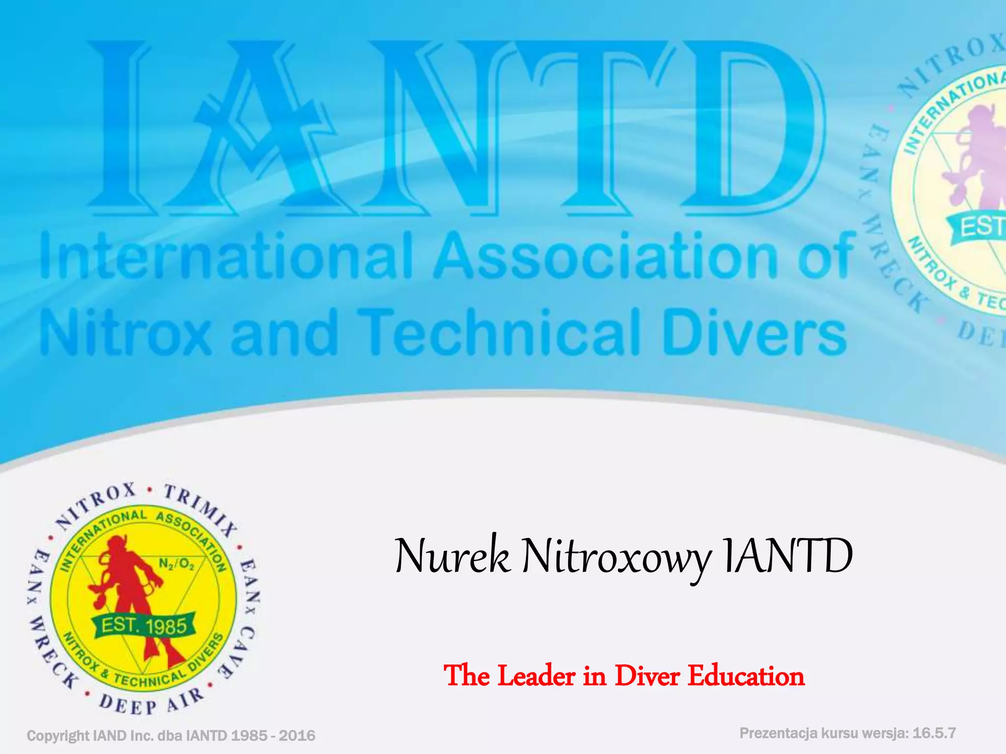 Kurs nurkowy specjalizacja nitrox prezentacja iantd