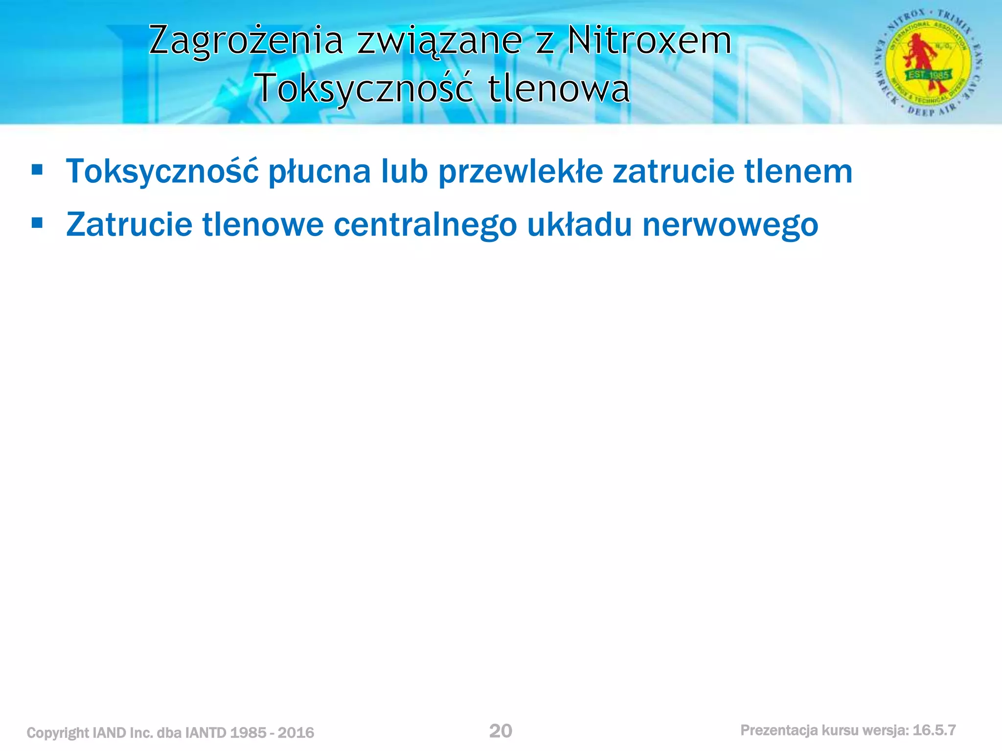 Kurs nurkowy specjalizacja nitrox prezentacja iantd