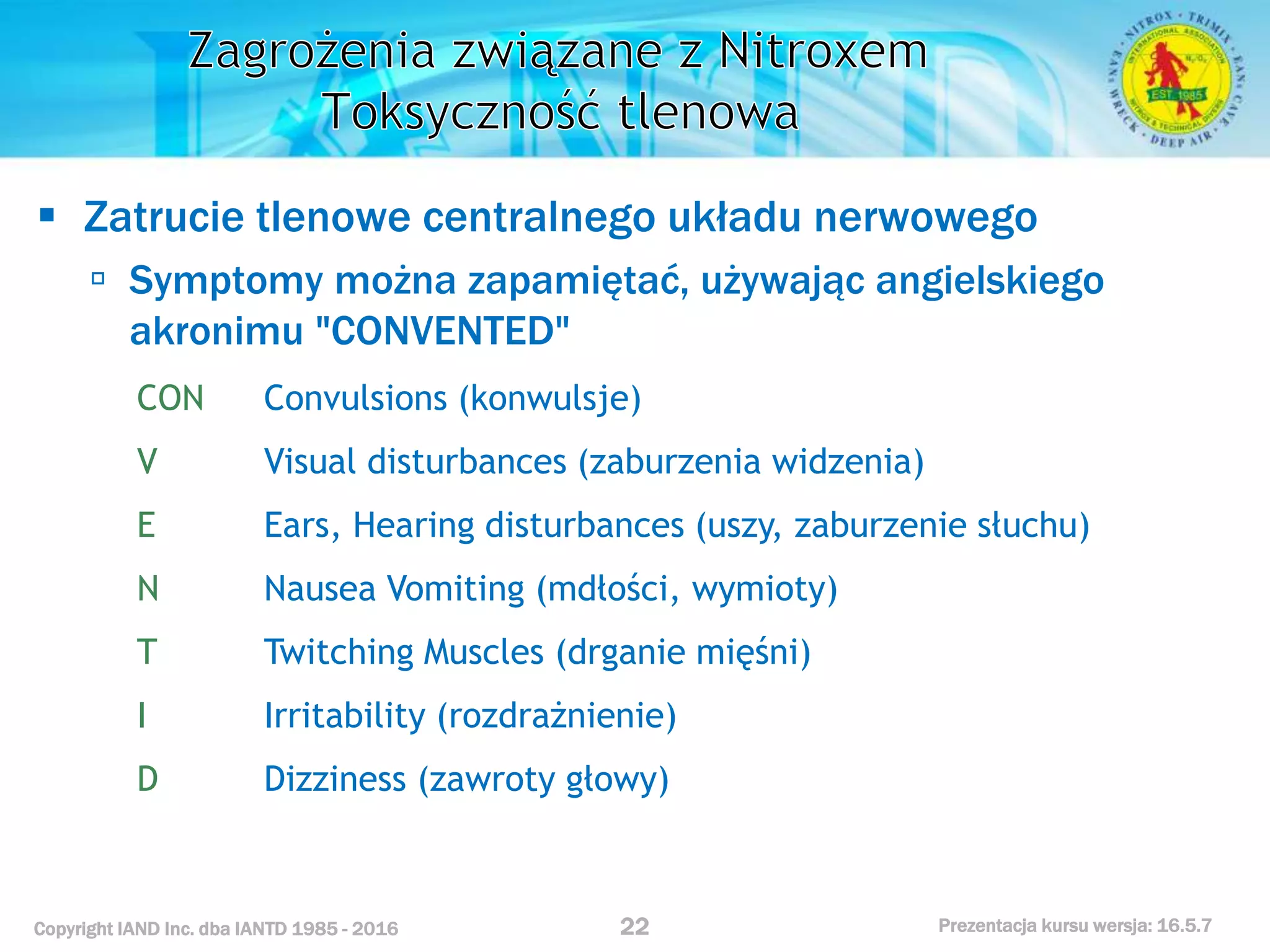 Kurs nurkowy specjalizacja nitrox prezentacja iantd