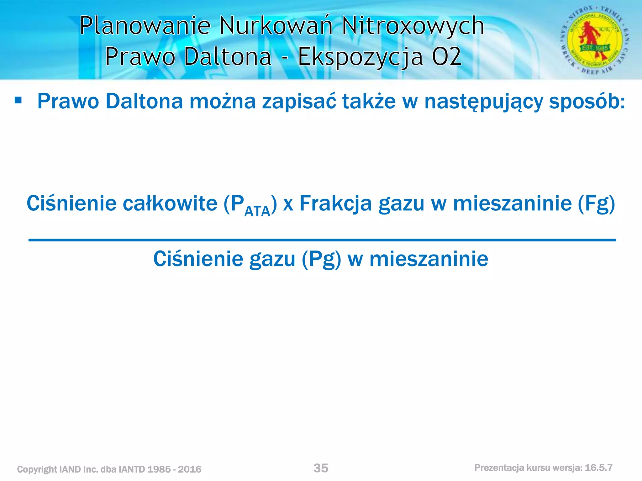 Kurs nurkowy specjalizacja nitrox prezentacja iantd