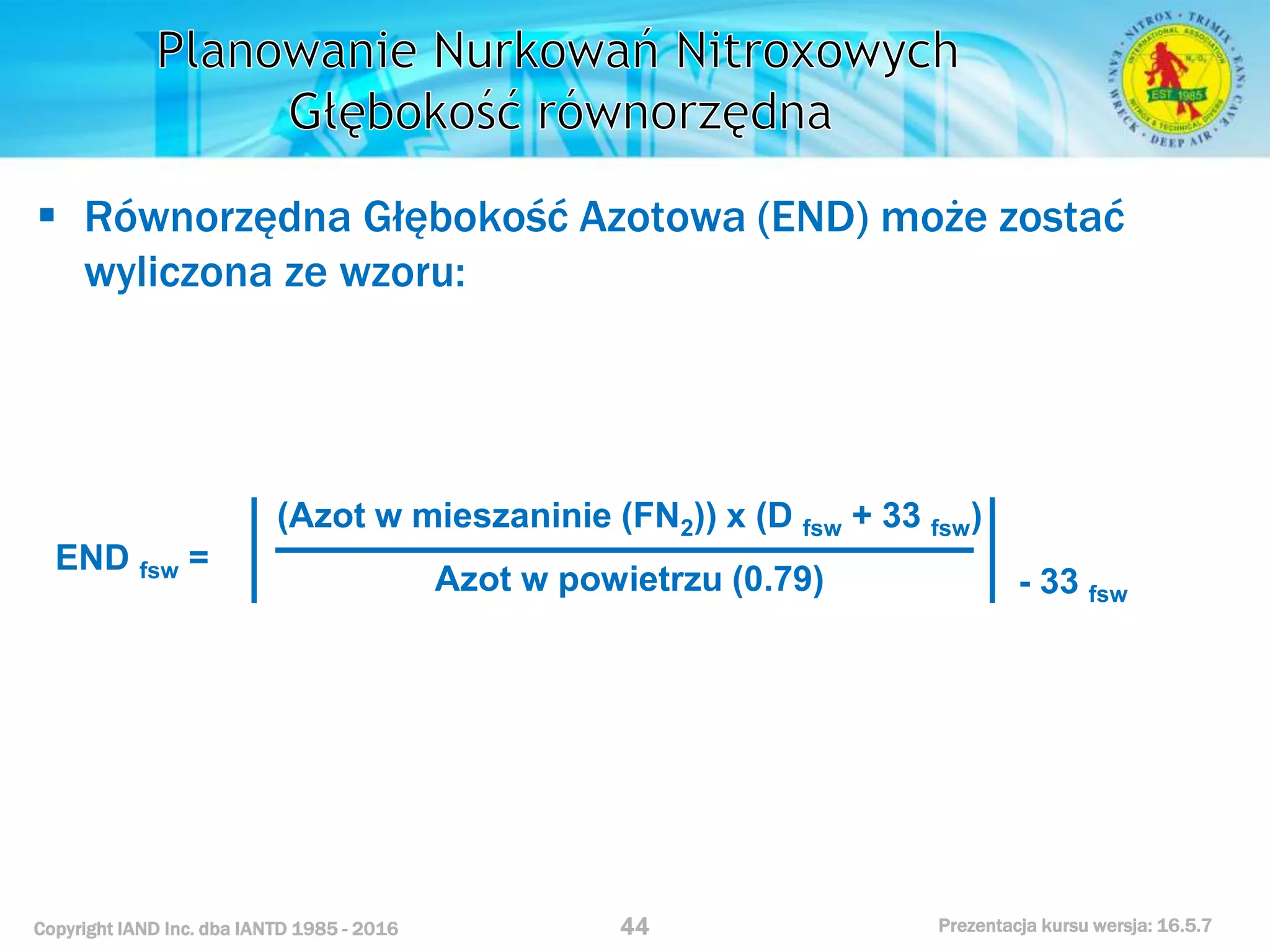 Kurs nurkowy specjalizacja nitrox prezentacja iantd