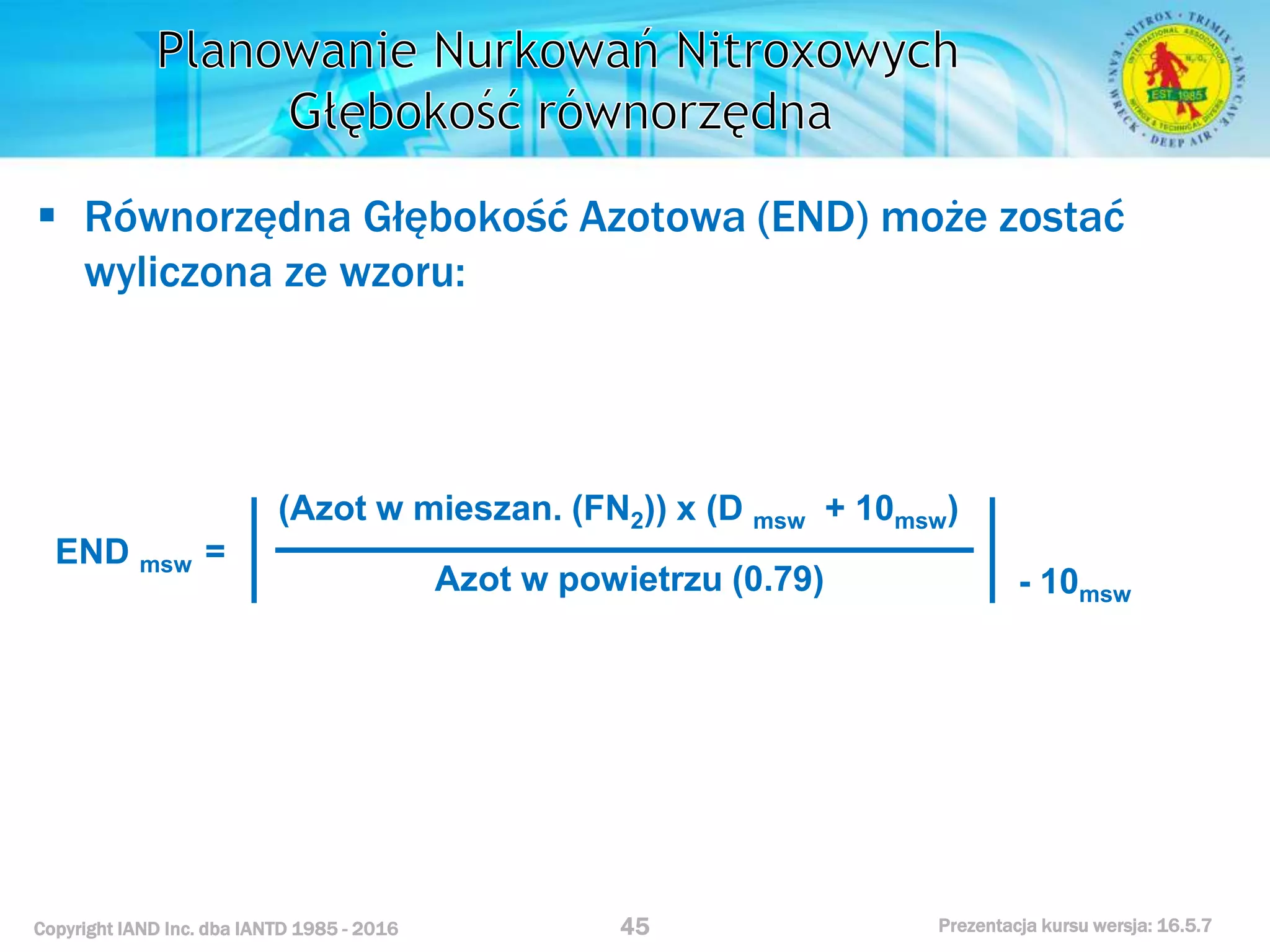 Kurs nurkowy specjalizacja nitrox prezentacja iantd