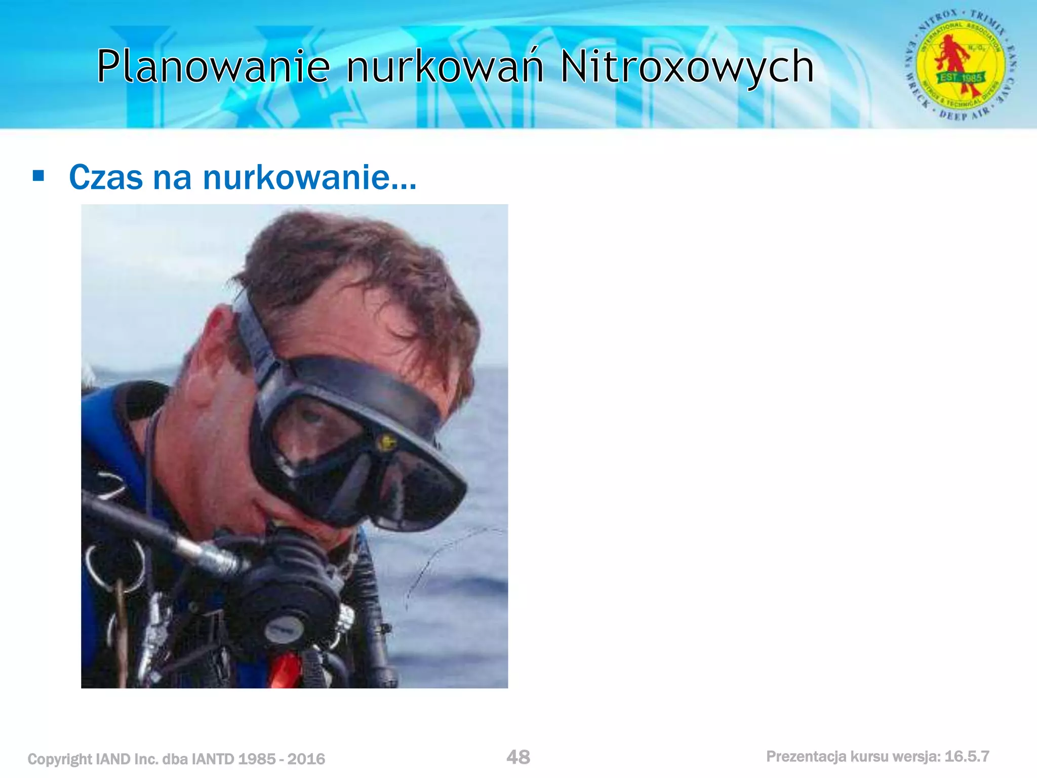Kurs nurkowy specjalizacja nitrox prezentacja iantd