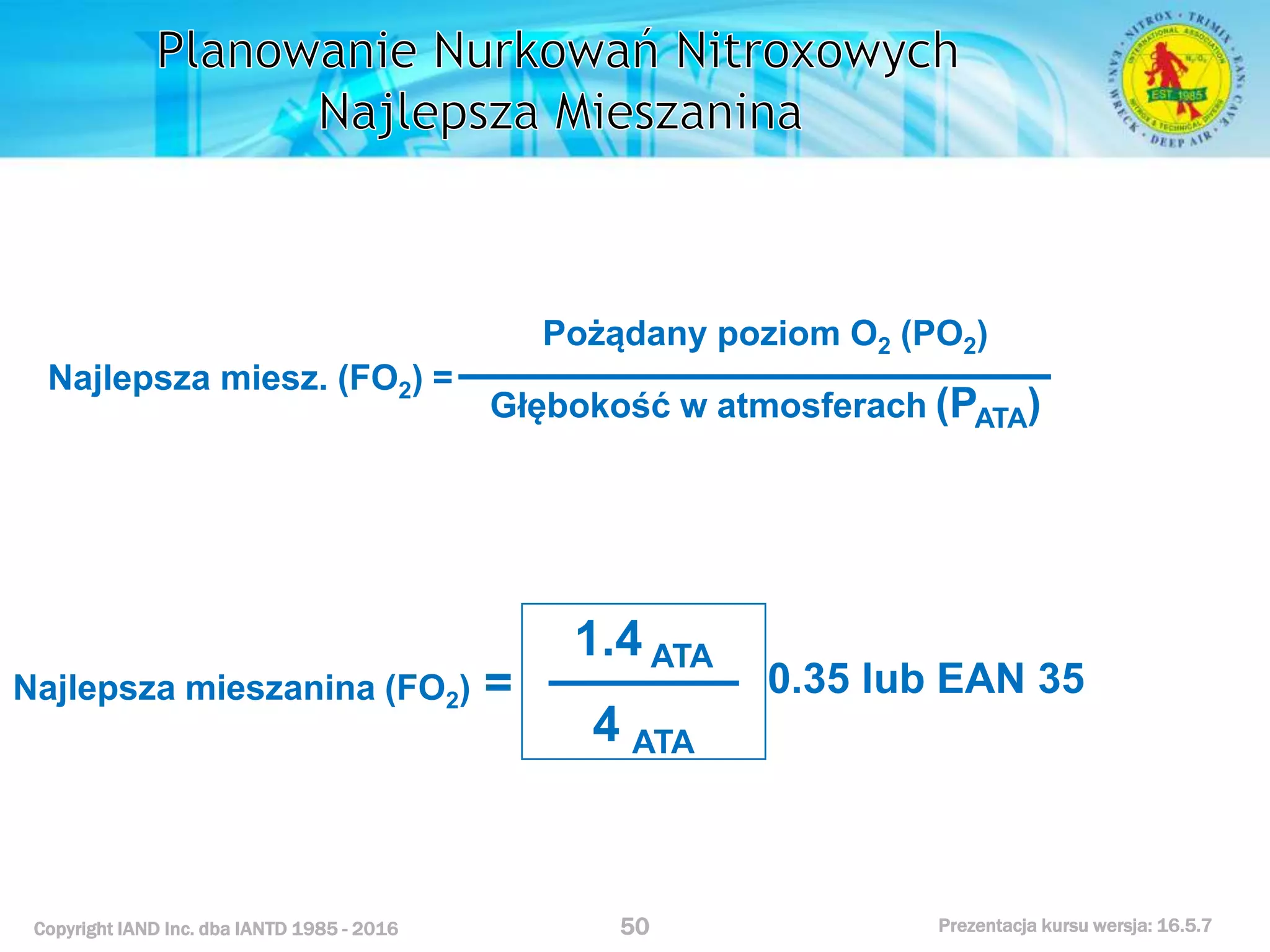 Kurs nurkowy specjalizacja nitrox prezentacja iantd
