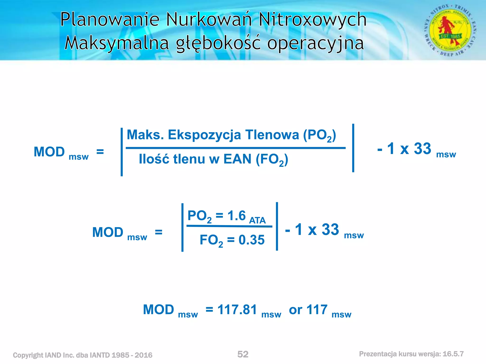 Kurs nurkowy specjalizacja nitrox prezentacja iantd