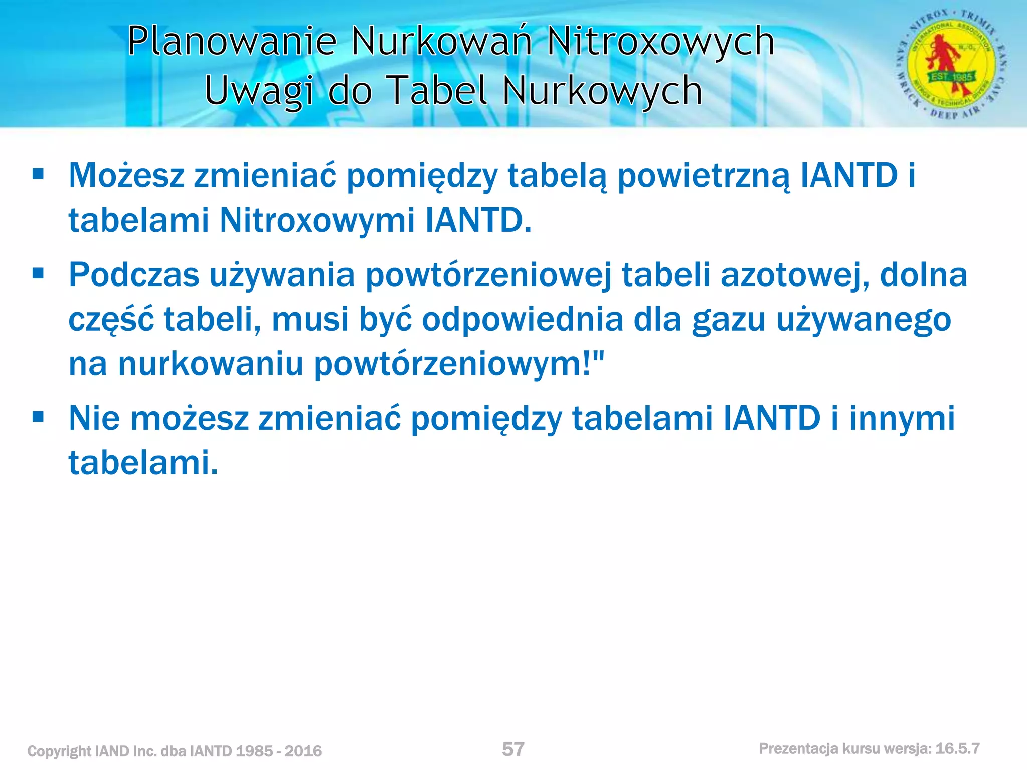 Kurs nurkowy specjalizacja nitrox prezentacja iantd