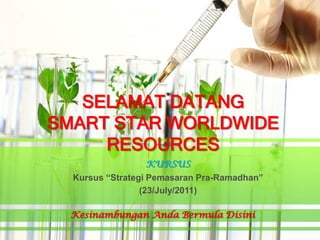 SELAMAT DATANGSMART STAR WORLDWIDE RESOURCESKURSUSKursus “Strategi Pemasaran Pra-Ramadhan” (23/July/2011) KesinambunganAndaBermulaDisini