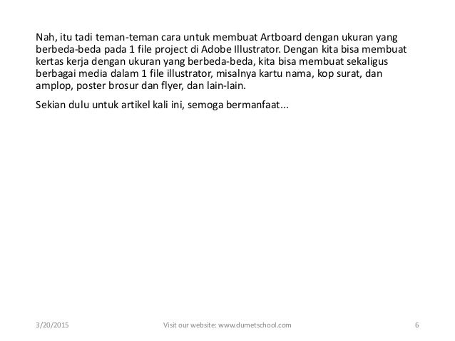 Kursus illustrator - cara membuat artboard dengan ukuran 
