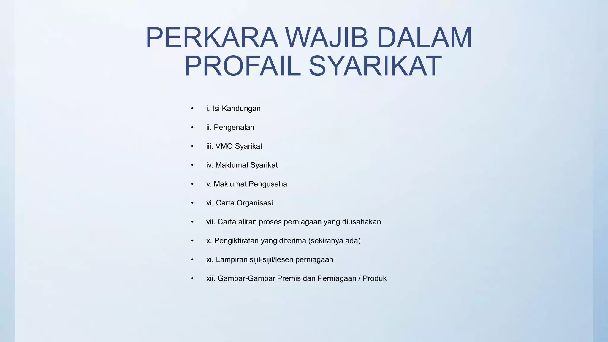 Kursus Penyediaan Profail Syarikat | PPTX