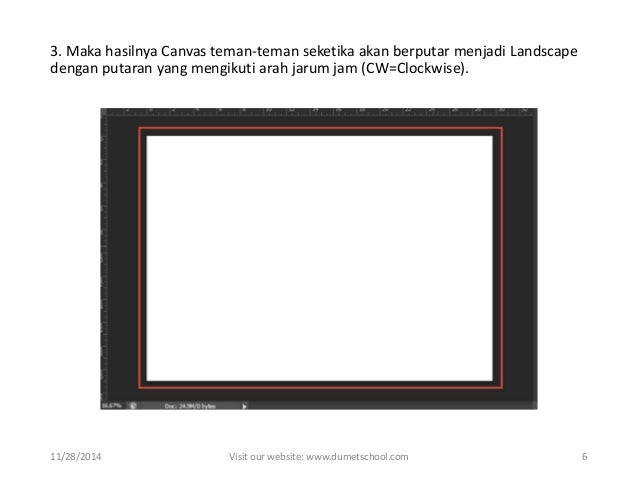 Kursus photoshop - cara memutar canvas portrait menjadi 