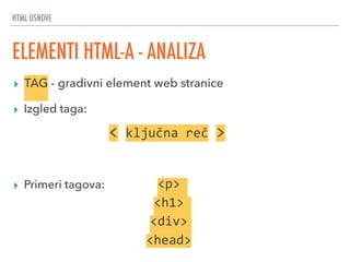 Html Tagova HTML, CSS i Javascript Web Tehnologije - 1. predavanje - Startit.rs