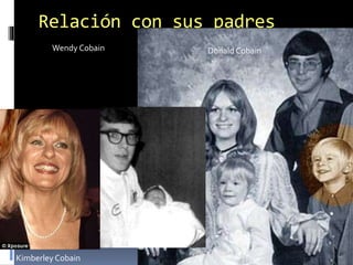 Relación con sus padres
Wendy Cobain Donald Cobain
Kimberley Cobain
 