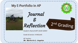 My E-Portfolio in AP
Student’s Name:KURT LOUIE GARAY
Grade & Section: 9-MOLAVE
AP Teacher:
Mr. Markcris L. Angeles
Journal
&
Reflection
 