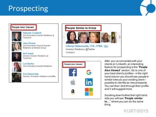 Profile – Check It
Now that you’ve built a powerful profile, take a look as the general public would view it. To do
this click the “Edit your public profile” link to the right of your headshots and summary section.
Then you will have a view of your profile as the general public would – meaning, if someone
Googled you but was not connected to you on LinkedIn.
Make sure your entire profile is viewable (not private).
Be sure to double check for spelling and grammatical errors.
 