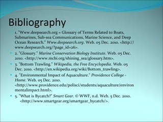 Bibliography <ul><li>1. &quot;Www.deepsearch.org » Glossary of Terms Related to Boats, Submarines, Sub-sea Communications,...