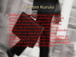 Menfaat SahipleriMenfaatsahibi, işletmeninhedeflerineulaşmasında ve faaliyetlerindeherhangi bir ilgisi olan bir kimse, kurum veya çıkargrubuolarak tanımlanmaktadır. Şirketle ilgili menfaatsahipleri pay sahipleri ile birlikteçalışanları, alacaklıları, müşterileri, tedarikçileri, sendikaları, çeşitlisivil toplum kuruluşlarını,devletive hatta şirketeyatırımyapmayıdüşünebilecekpotansiyeltasarrufsahiplerinideiçermektedir.