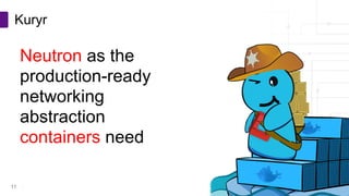 Copyright © PLUMgrid, Inc. 2011-2016
Kuryr
11
Neutron as the  
production-ready  
networking
abstraction 
containers need
 