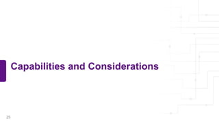 Capabilities and Considerations
25
 