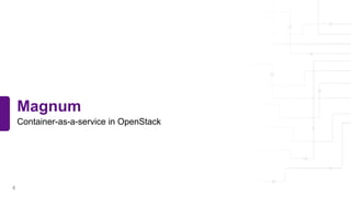 Magnum
Container-as-a-service in OpenStack
4
 