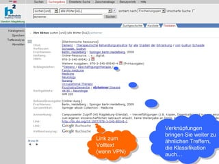 Verknüpfungen bringen Sie weiter zu ähnlichen Treffern, die Klassifikation auch… Link zum  Volltext (wenn VPN) 
