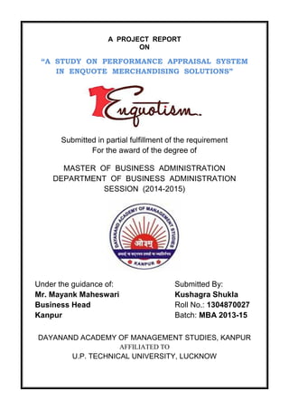 PERFORMANCE APPRAISAL SYSTEM / Kushagra Shukla mba 2013 14 | PDF