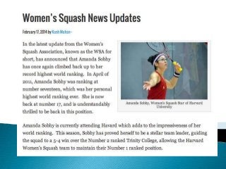 Women's Squash News & Updates by Kush Mahan