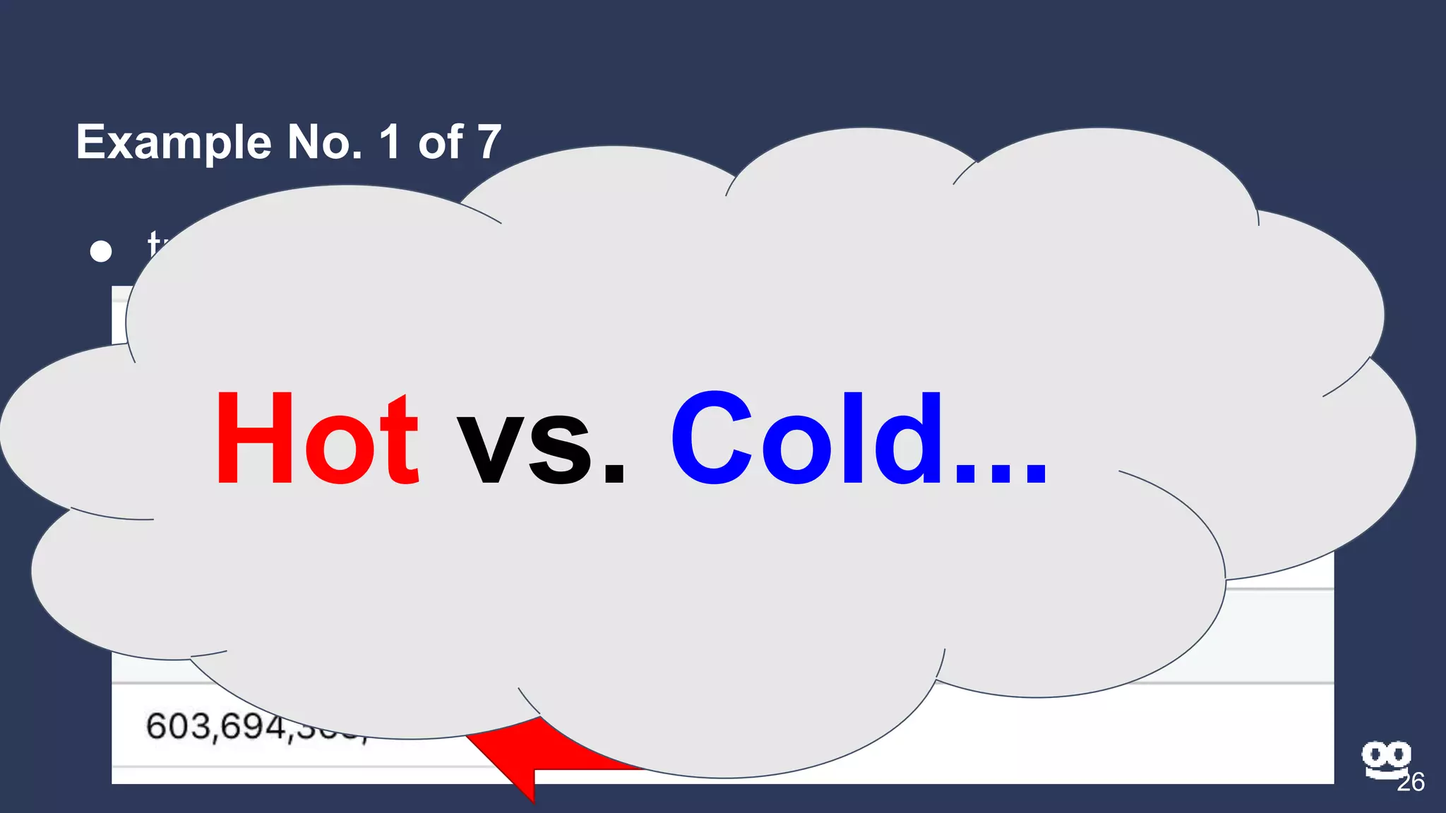 Example No. 1 of 7
26
● trc_access | count
Hot vs. Cold...
 
