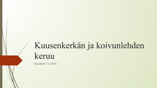 Kuusenkerkän ja koivunlehden
keruu
Kuortane 7.6.2019
 