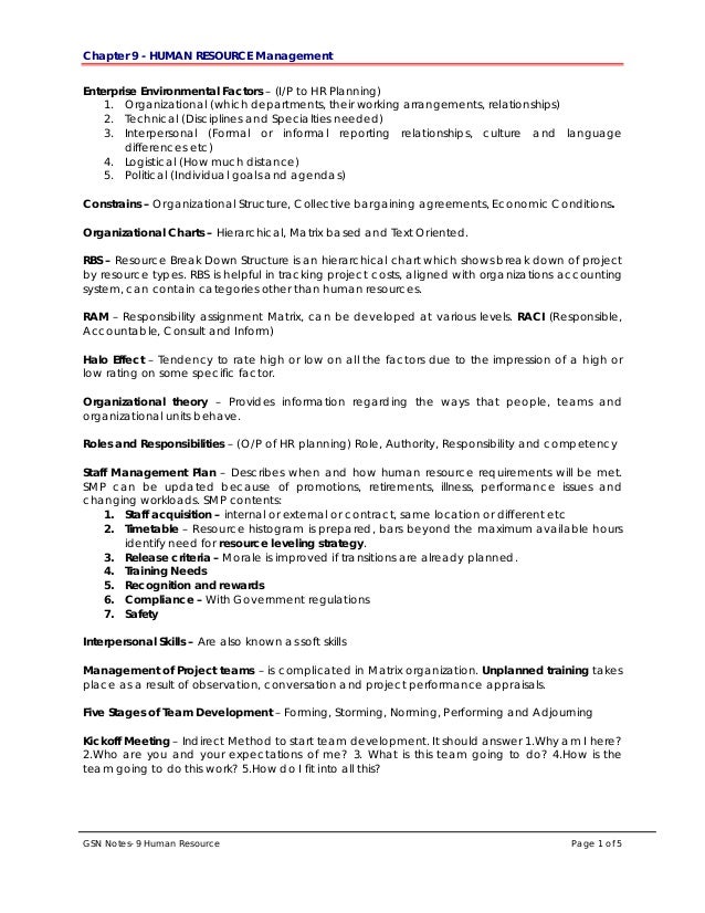 9 human resource PMBOK