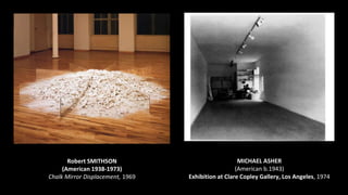 Robert SMITHSON
(American 1938-1973)
Chalk Mirror Displacement, 1969
MICHAEL ASHER
(American b.1943)
Exhibition at Clare Copley Gallery, Los Angeles, 1974
 