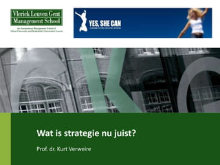 Wat is strategie nu juist? Prof. dr. Kurt Verweire 