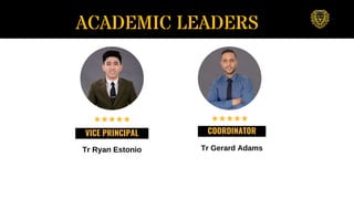 Tr Ryan Estonio Tr Gerard Adams
VICE PRINCIPAL COORDINATOR
ACADEMIC LEADERS
 