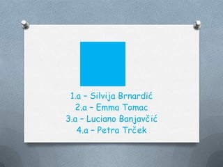 1.a – Silvija Brnardić
2.a – Emma Tomac
3.a – Luciano Banjavčić
4.a – Petra Trček
 