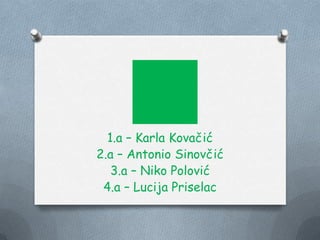 1.a – Karla Kovačić
2.a – Antonio Sinovčić
3.a – Niko Polović
4.a – Lucija Priselac
 