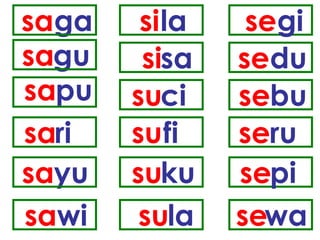 sa ga sa gu sa pu  sa ri sa yu sa wi si la si sa su ci su fi su ku su la se gi se du se bu se ru se pi se wa 