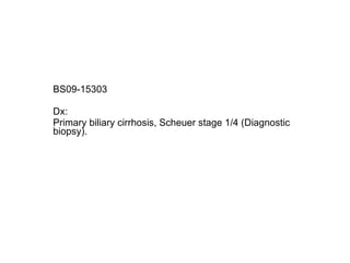 BS09-15303  Dx: Primary biliary cirrhosis, Scheuer stage 1/4 (Diagnostic biopsy). 