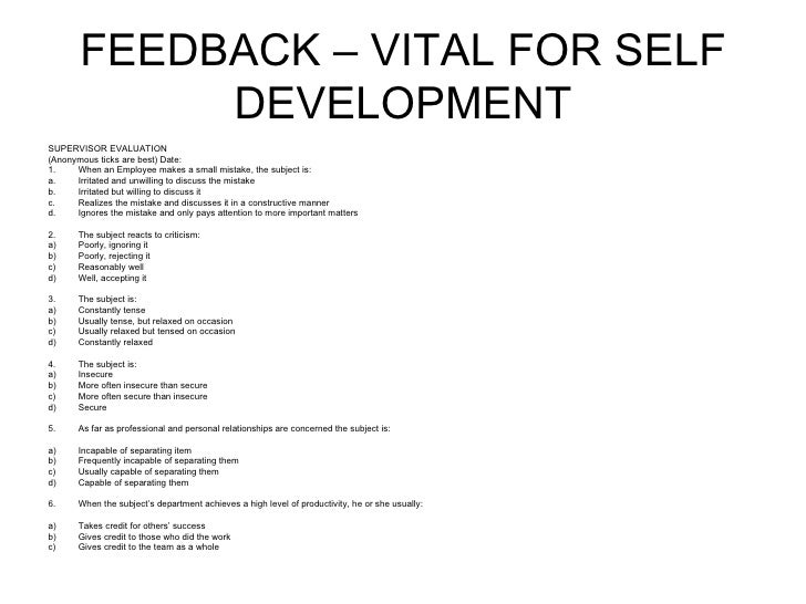 feedback vital for self development anonymous feedback form