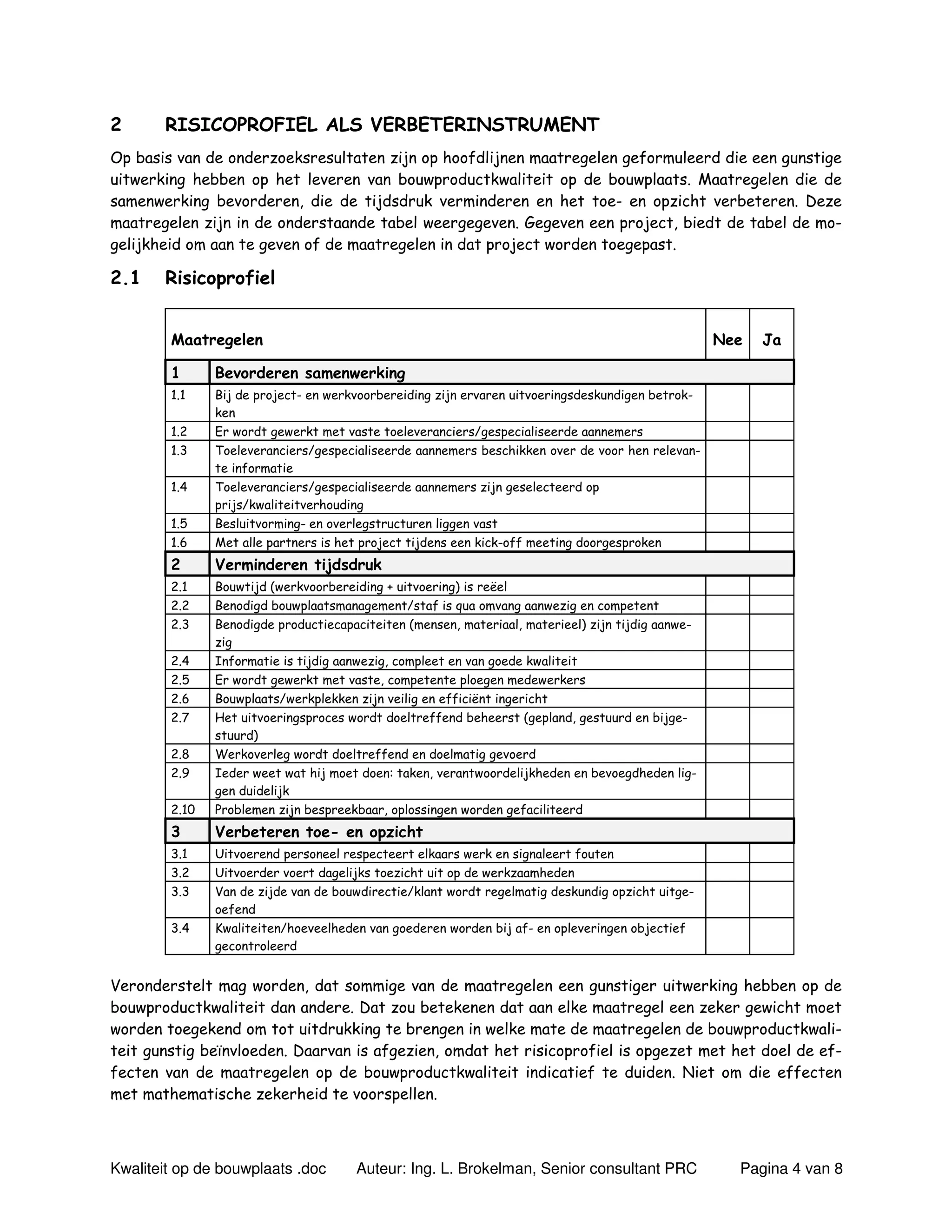 Kwaliteit Op De Bouwplaats Pdf