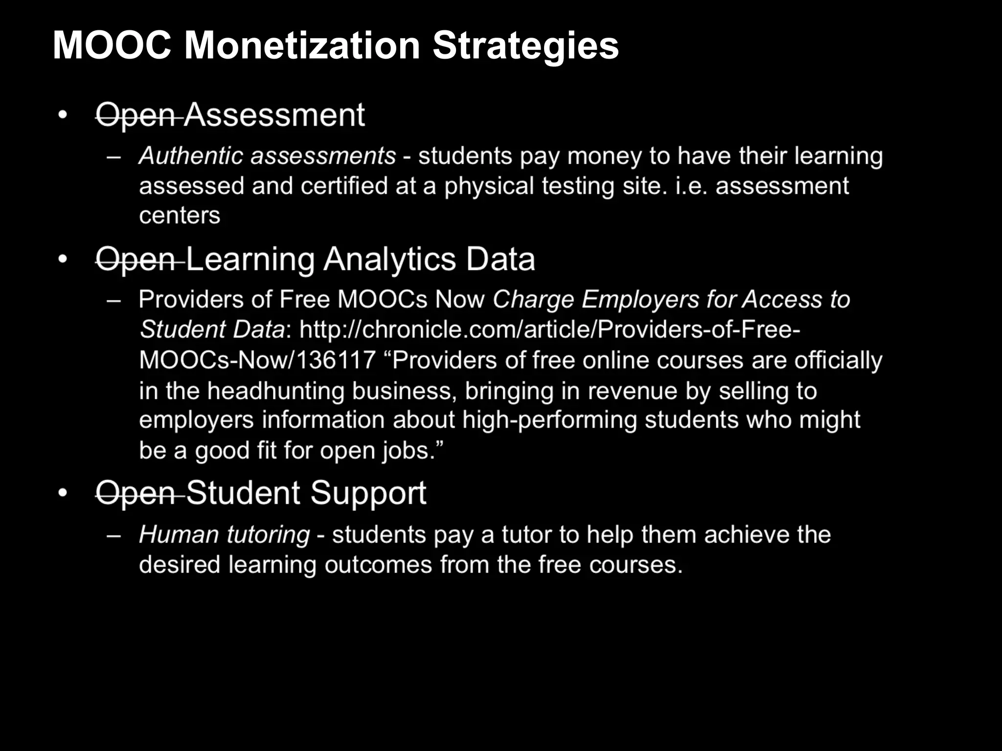 MOOC Monetization Strategies
 