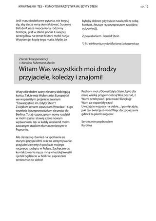 KWARTALNIK TES – PISMO TOWARZYSTWA IM. EDYTY STEIN                                         str. 12



Jeśli masz dodatkowe...